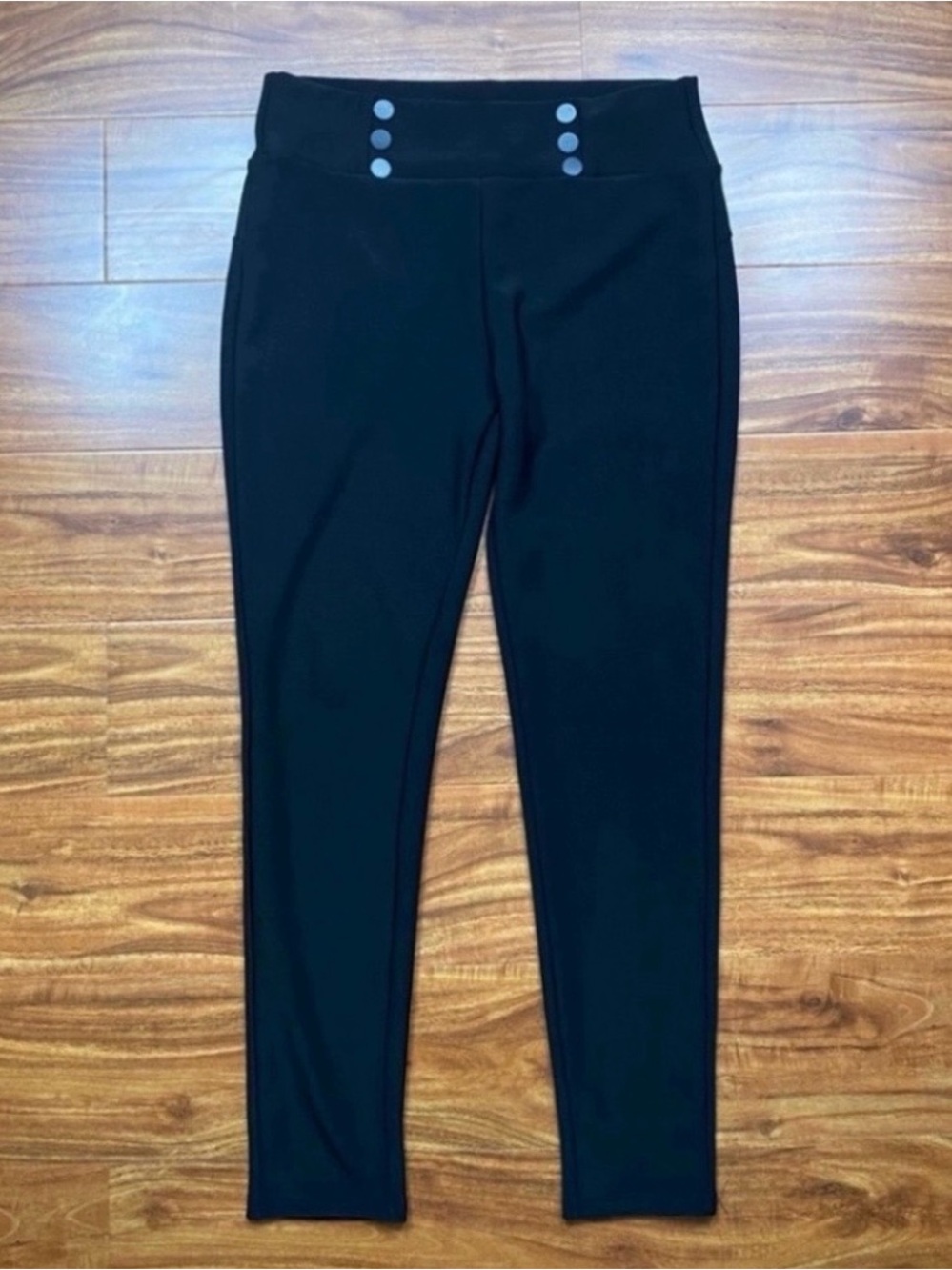 3/$25 SOHO Girls Black High Waist Button Pull On Stretch Legging Size Medium